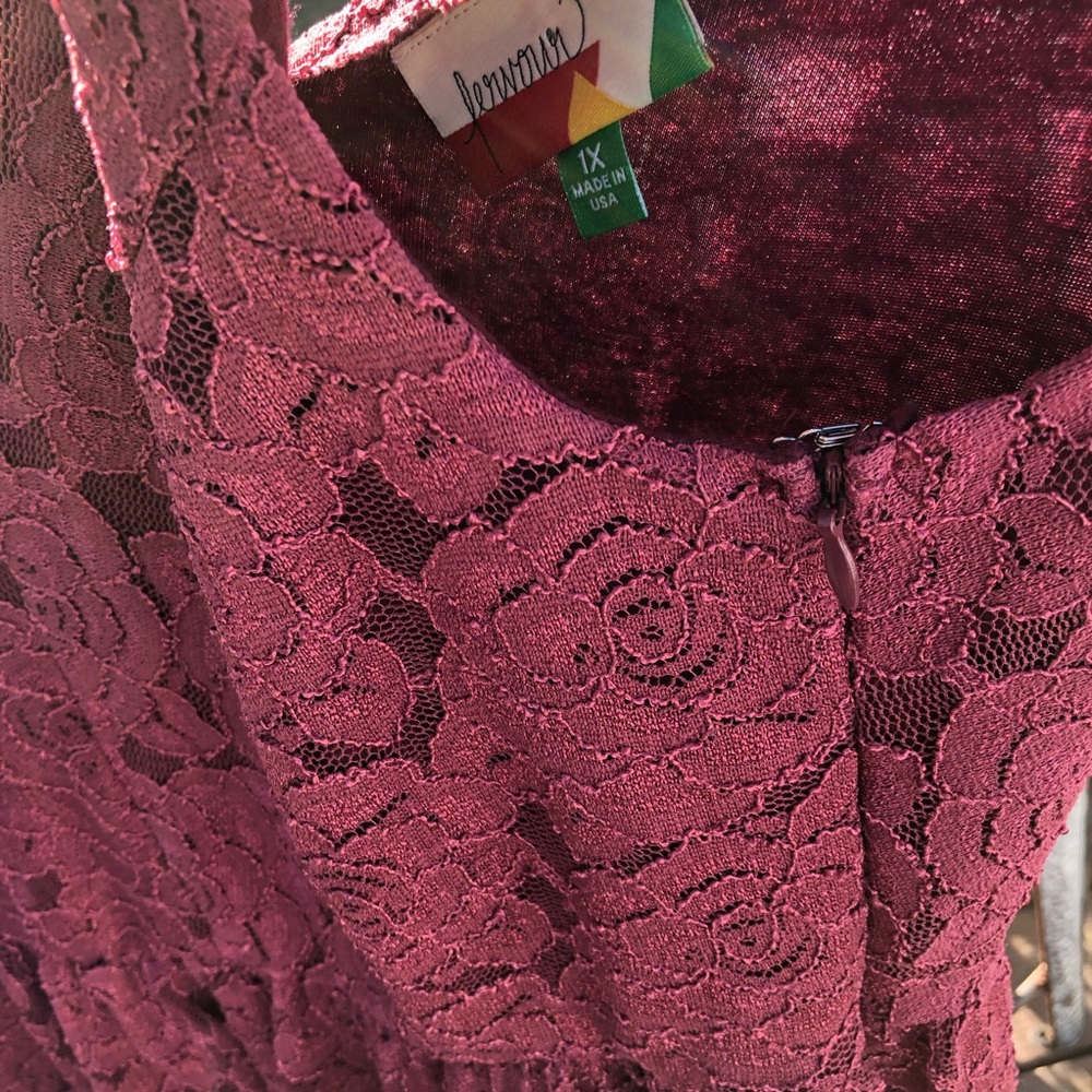 Fervour Cranberry Rose Patterned Lace Dress - Picture 5 of 6